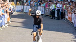 A competitor celebrating his win