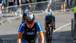 A U-17 athlete leaving the competition behind