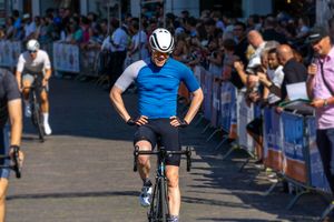 A competitor crossing the finish-line