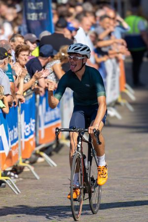 A competitor celebrating his finish